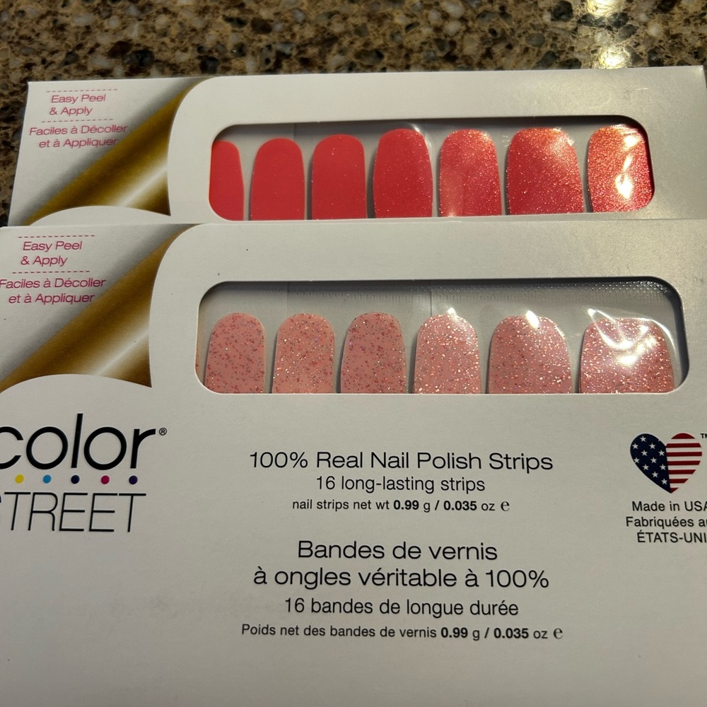 Color Street Real Nail Polish Strips Set- Wild Rose and Pink Power